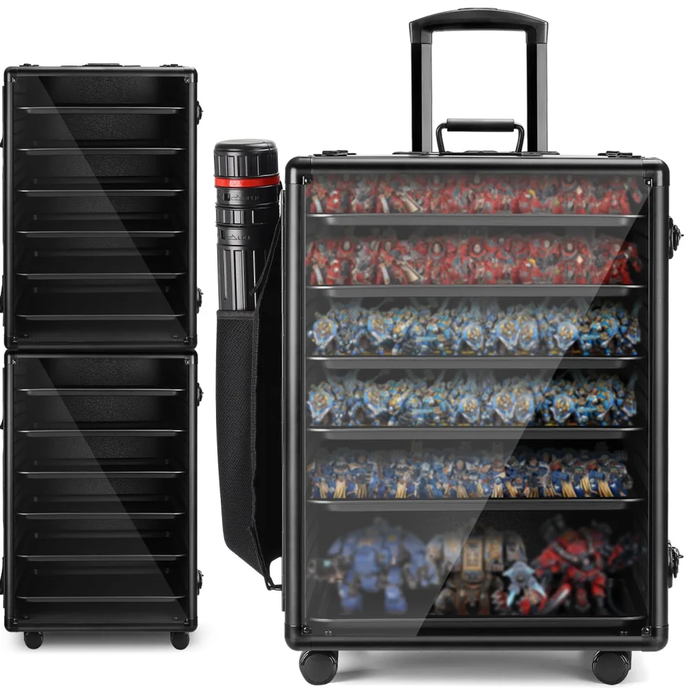 ONULISS Miniature Carrying Case with Trolley & 6 Trays (1.2X-Large Size)
